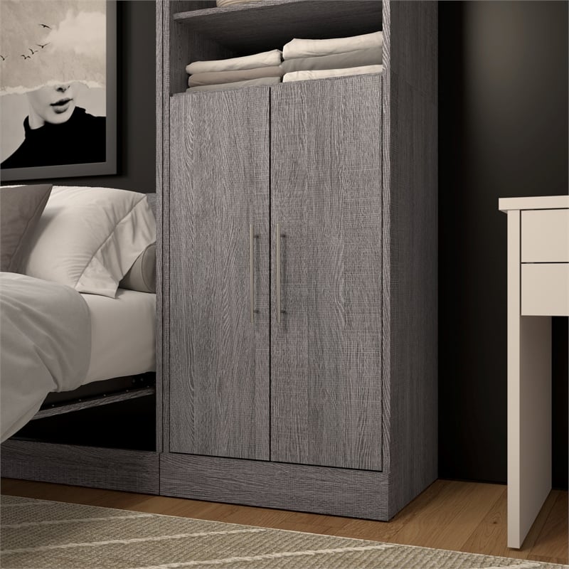 Bestar Nebula Engineered Wood 2 Door Set for Closet Organizer in Bark Gray