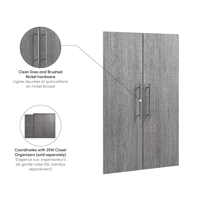 Bestar Nebula Engineered Wood 2 Door Set for Closet Organizer in Bark Gray