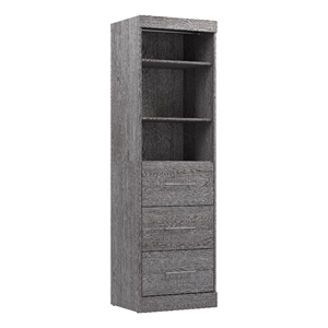 Bestar Nebula Engineered Wood Closet Organizer with Drawers in Bark Gray