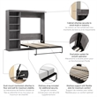 Bestar Nebula Wood Full Murphy Bed with Closet Organizer in Bark Gray/White