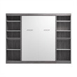 Bestar Nebula Wood Full Murphy Bed and 2 Closet Organizers in Bark Gray/White