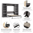 Bestar Nebula Wood Full Murphy Bed and 2 Closet Organizers in Bark Gray/White