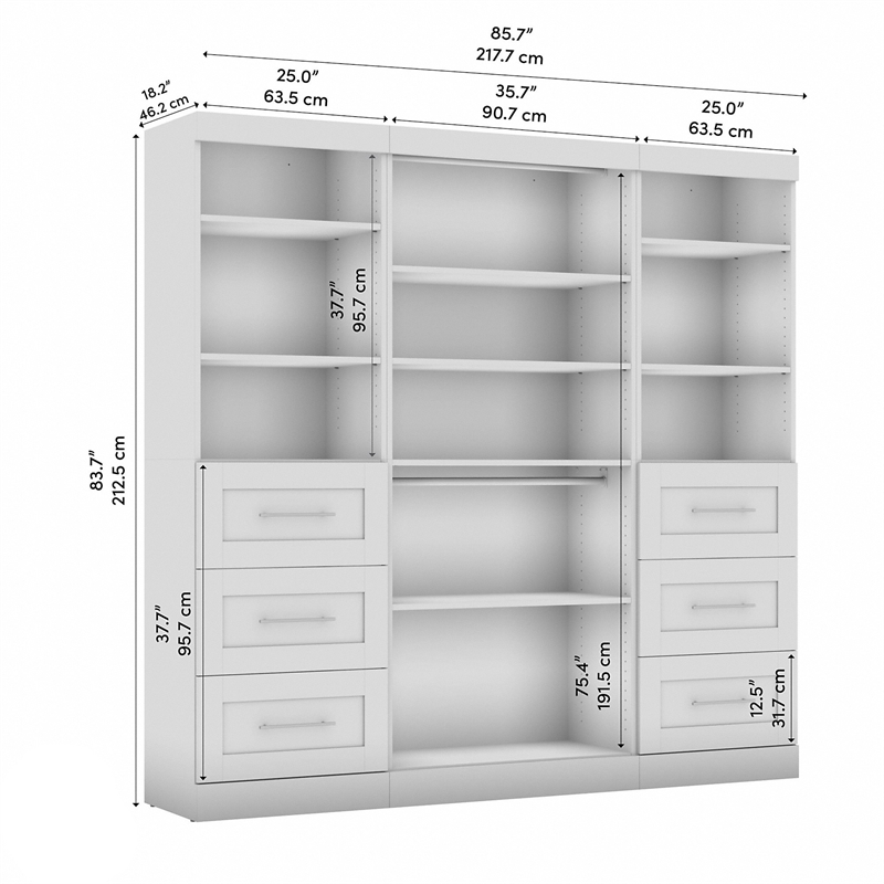 36W Closet Storage Cabinet in Linen White Oak by Bestar