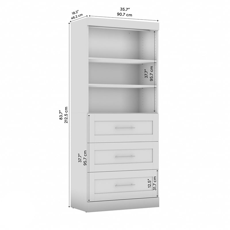 36W Closet Storage Cabinet in Linen White Oak by Bestar