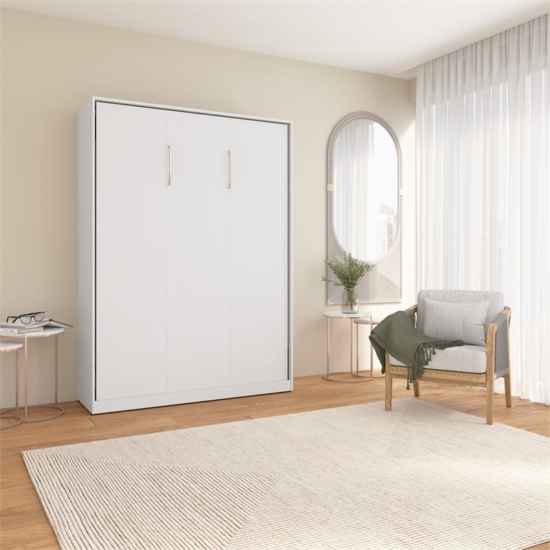 Bestar USA Claremont Contemporary Engineered Wood Full Murphy Bed in White