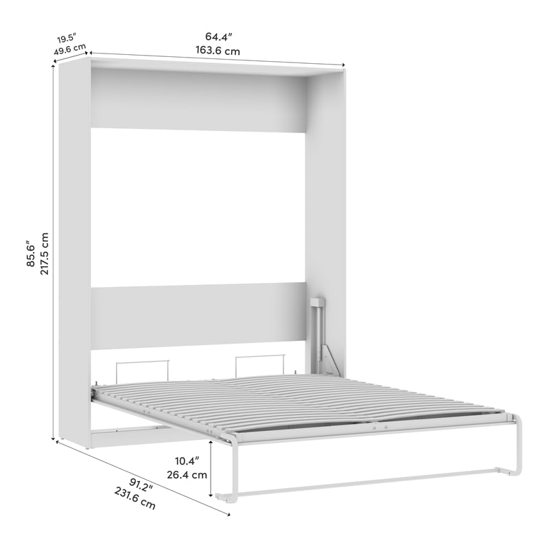 Bestar USA Claremont Engineered Wood Queen Murphy Bed in White