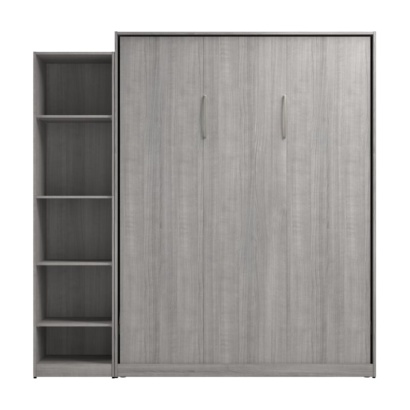 Bestar USA Claremont Wood Queen Murphy Bed with Closet Organizer in Gray