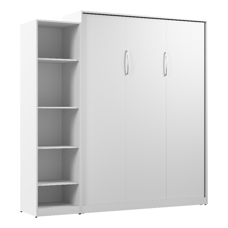 Bestar USA Claremont Wood Queen Murphy Bed with Closet Organizer in White