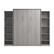 Bestar USA Claremont Wood Queen Murphy Bed with Closet Organizers in Gray