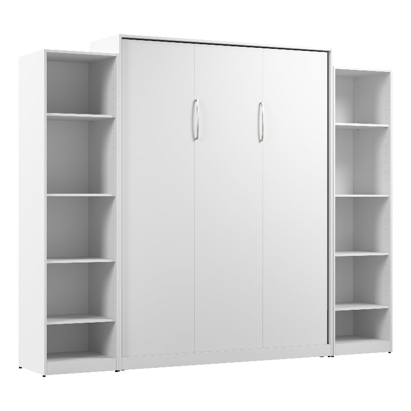 Bestar USA Claremont Wood Queen Murphy Bed with Closet Organizers in White