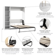 Bestar USA Claremont Wood Full Murphy Bed with Closet Organizer in Gray