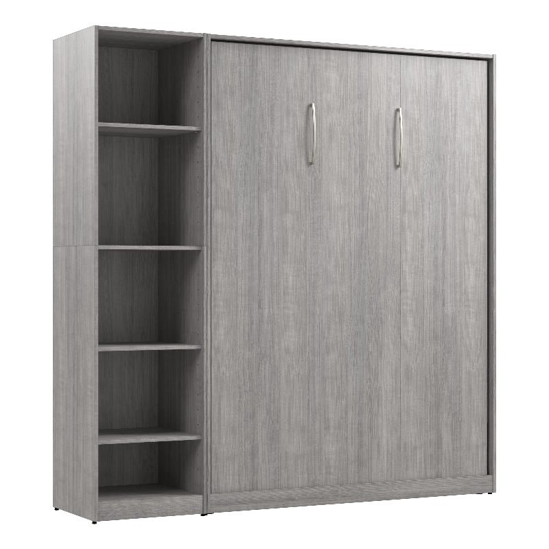 Bestar USA Claremont Wood Full Murphy Bed with Closet Organizer in Gray