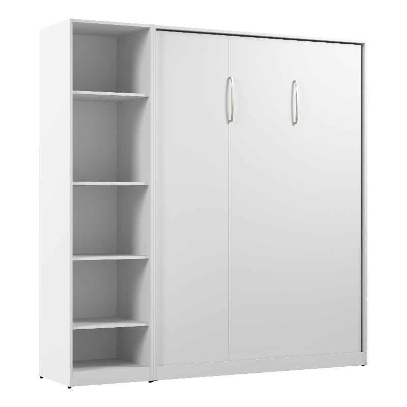 Bestar USA Claremont Wood Full Murphy Bed with Closet Organizer in White