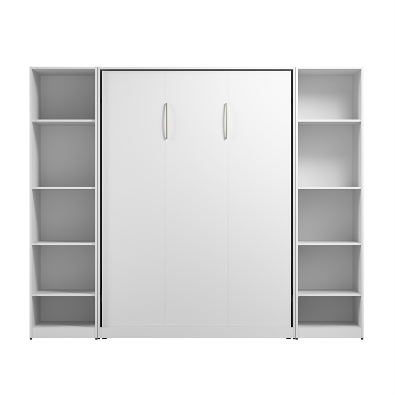 Bestar USA Claremont Wood Full Murphy Bed with Closet Organizers in White