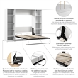 Bestar USA Claremont Wood Full Murphy Bed with Closet Organizers in White