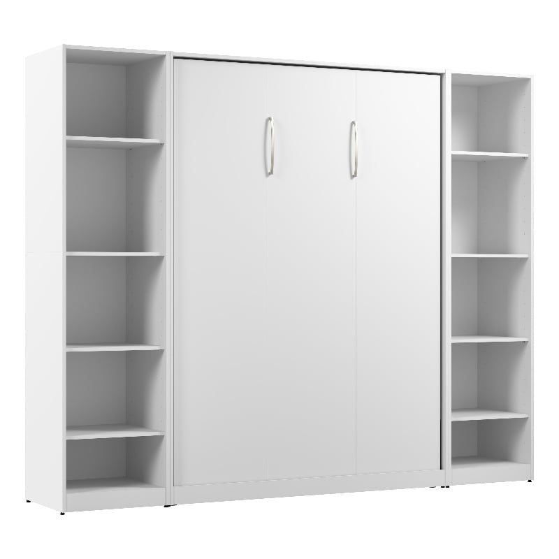 Bestar USA Claremont Wood Full Murphy Bed with Closet Organizers in White