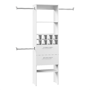 Carina Closet 24W Organizer with Rods Drawers and Cubbies - Engineered Wood