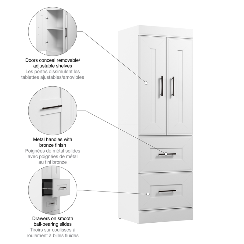 Bestar Edge 25W Wardrobe in White