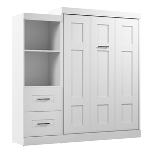Bestar Edge Full Murphy Bed and Closet Organizer with Drawers (85W) in White