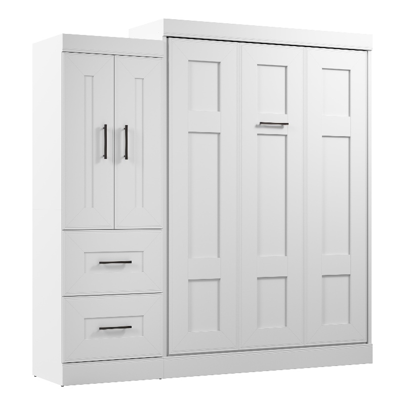 Bestar Edge Full Murphy Bed with Wardrobe (85W) in White