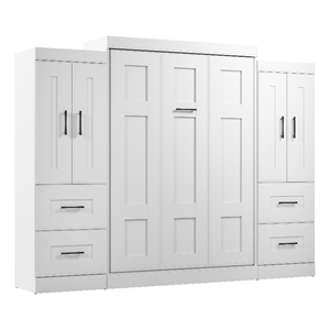 Bestar Edge Full Murphy Bed with Wardrobes (110W) in White