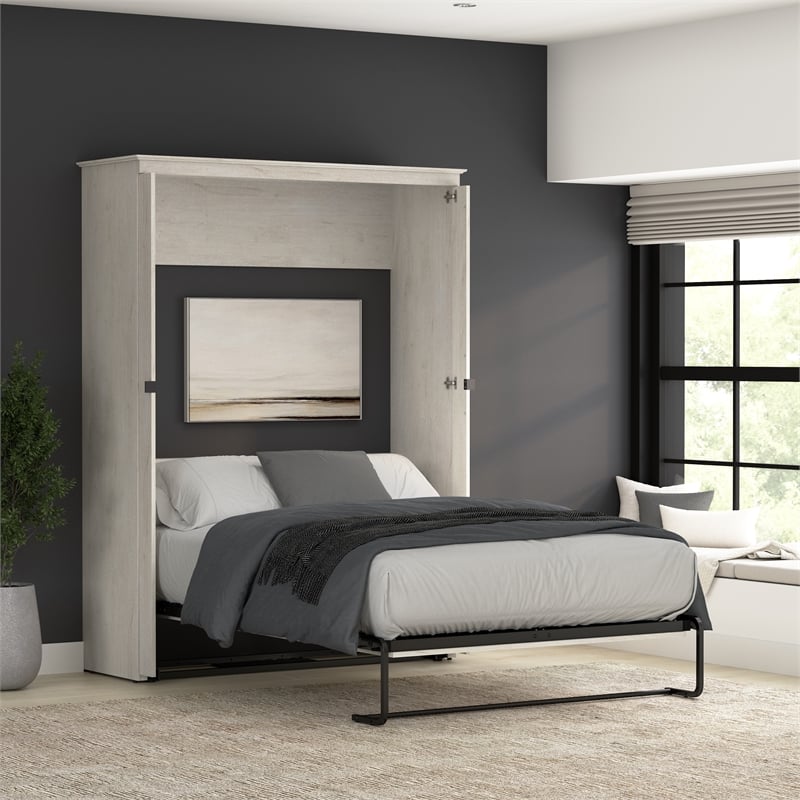 Bestar Key West 63W Full Murphy Bed - Engineered Wood in White