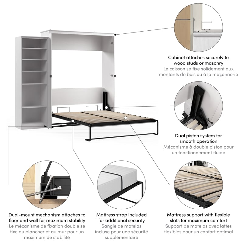 Bestar Key West Queen Murphy Bed with Closet Organizer (94W) - Engineered Wood