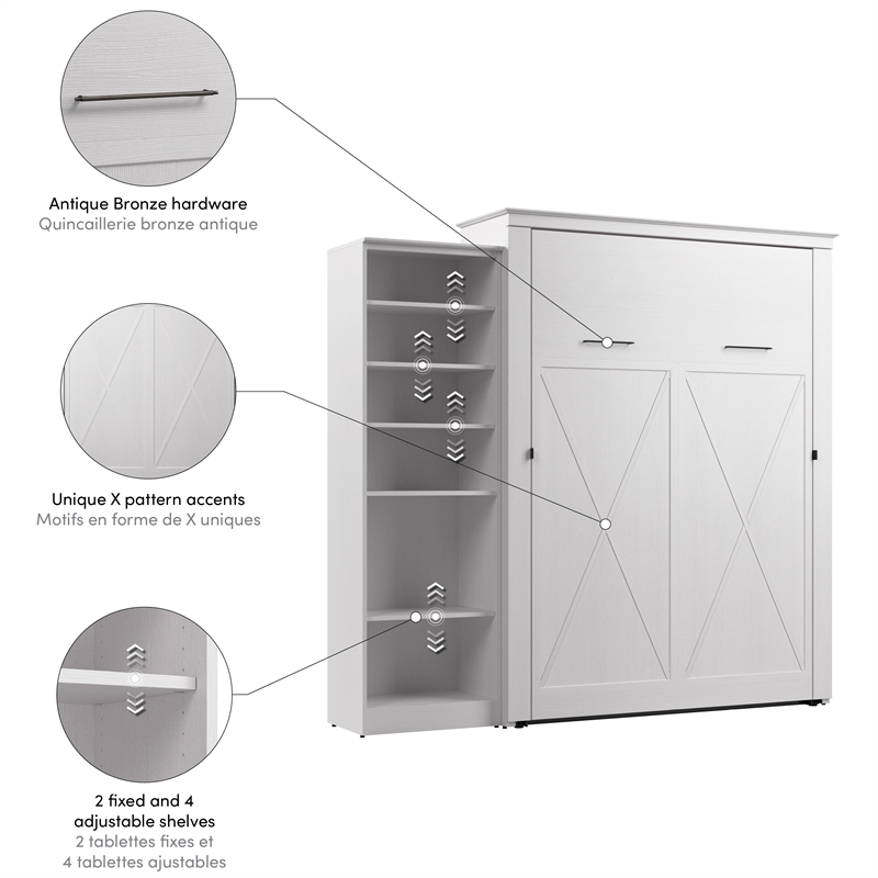 Bestar Key West Queen Murphy Bed with Closet Organizer (94W) - Engineered Wood