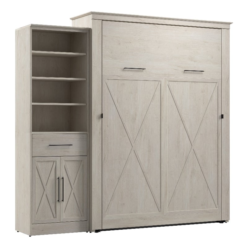Bestar Key West Queen Murphy Bed with Wardrobe (94W) - Engineered Wood in White