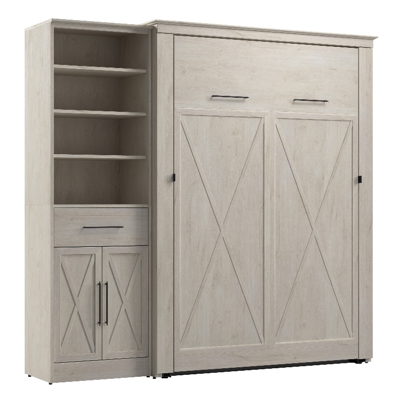 Bestar Key West Full Murphy Bed with Wardrobe (88W) - Engineered Wood in White