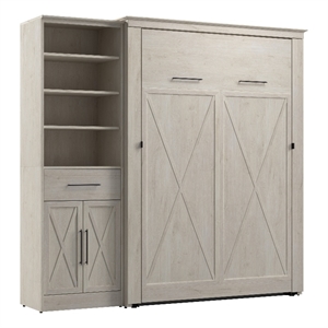 Bestar Key West Full Murphy Bed with Wardrobe (88W) - Engineered Wood in White