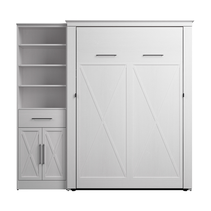 Bestar Key West Full Murphy Bed with Wardrobe (88W) - Engineered Wood in White
