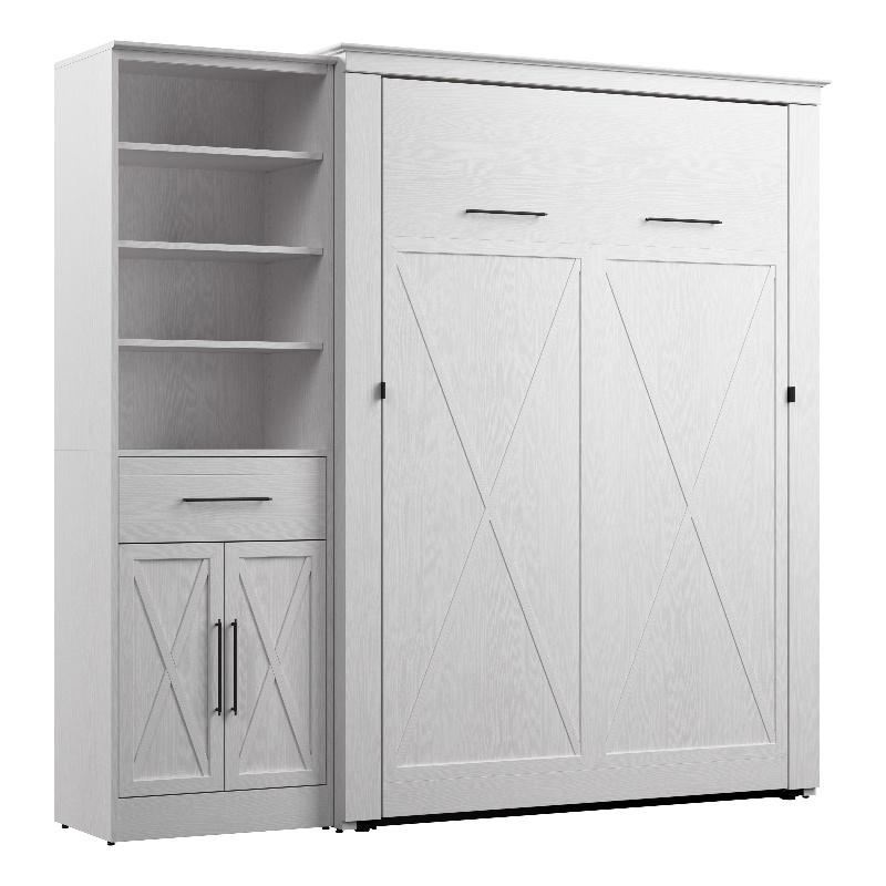 Bestar Key West Full Murphy Bed with Wardrobe (88W) - Engineered Wood in White