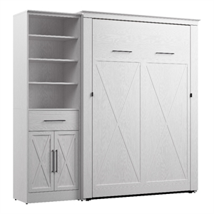 Bestar Key West Full Murphy Bed with Wardrobe (88W) - Engineered Wood in White