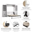 Bestar Key West Queen Murphy Bed and Wardrobes (119W) - Engineered Wood in White