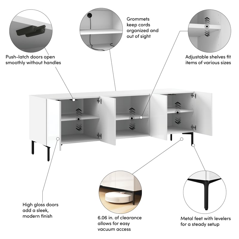 Barletta 71W Modular TV Stand for Entertainment Center - Engineered Wood