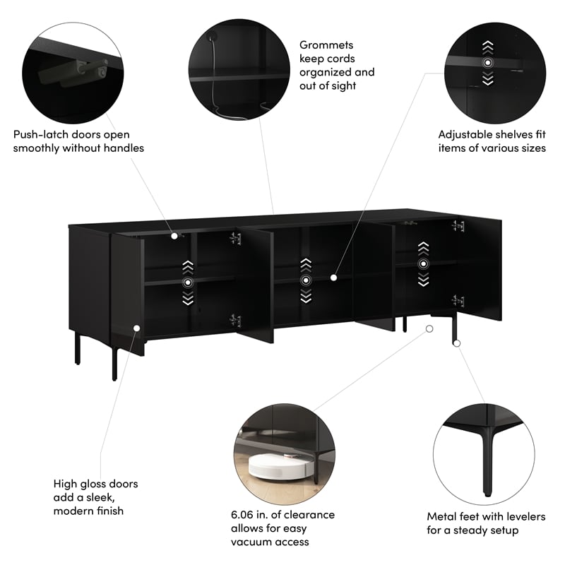 Barletta 71W Modular TV Stand for Entertainment Center - Engineered Wood