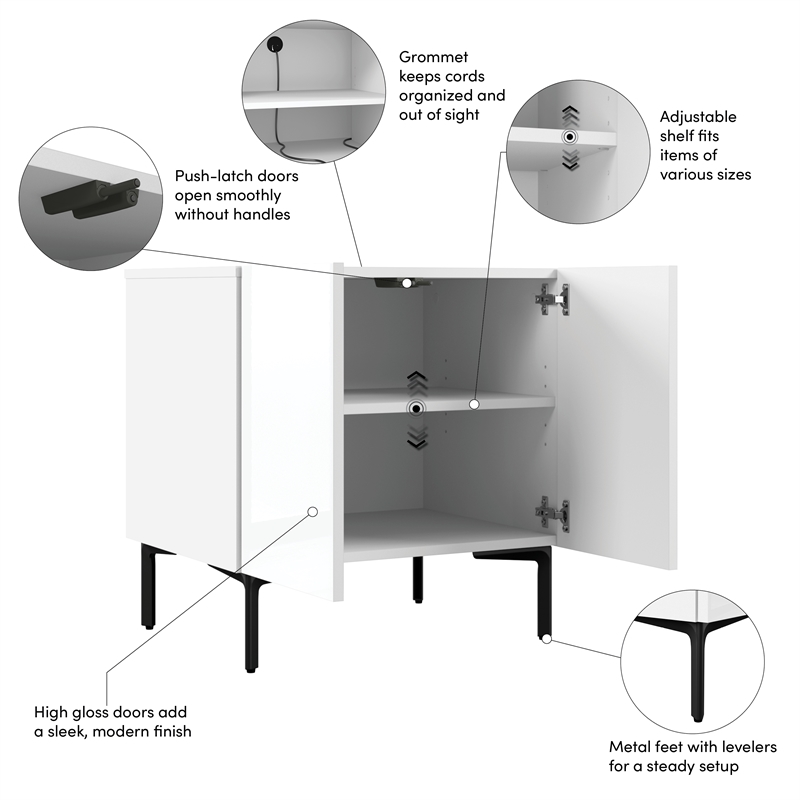 24W Modular Storage Cabinet with Doors - Engineered Wood