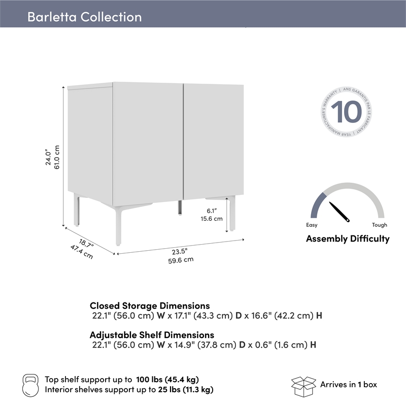 24W Modular Storage Cabinet with Doors - Engineered Wood