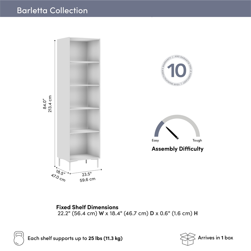 24W Modular Media Storage Tower with Shelves - Engineered Wood