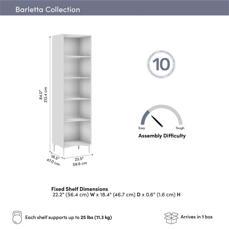 24W Modular Media Storage Tower with Shelves - Engineered Wood