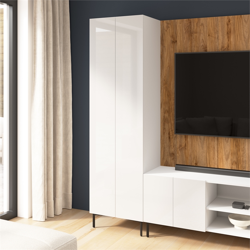 24W Modular Tall Storage Cabinet with Doors - Engineered Wood