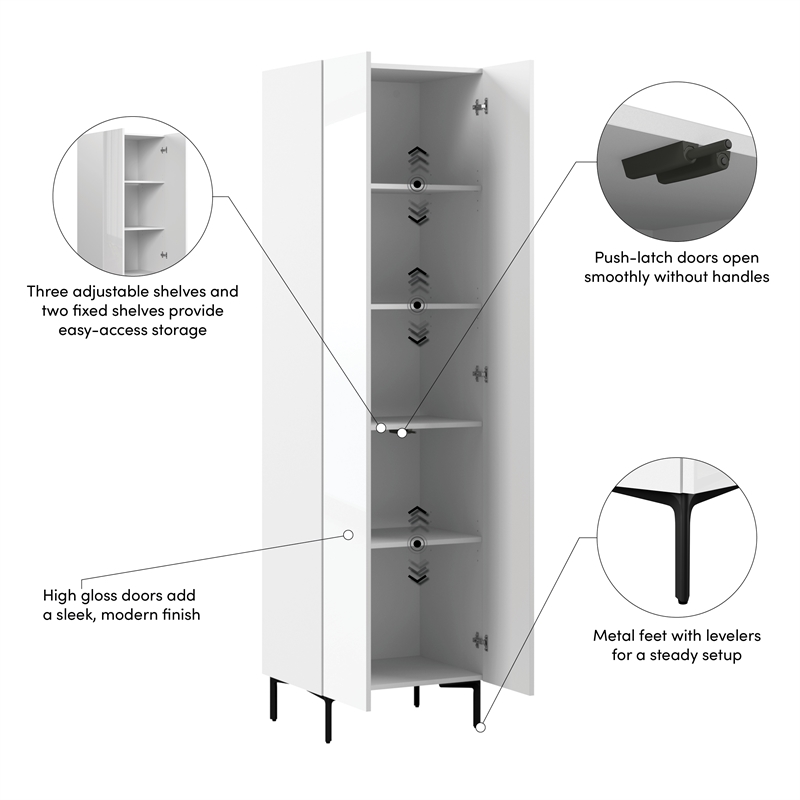 24W Modular Tall Storage Cabinet with Doors - Engineered Wood