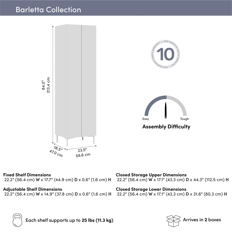 24W Modular Tall Storage Cabinet with Doors - Engineered Wood