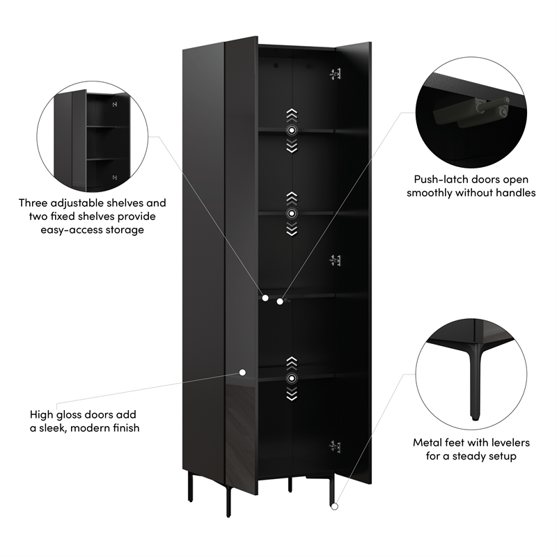 24W Modular Tall Storage Cabinet with Doors - Engineered Wood