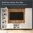 94W TV Stand with Tall Storage Cabinet and Small Wall Panel - Engineered Wood