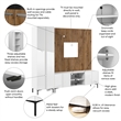 94W TV Stand with Tall Storage Cabinet and Small Wall Panel - Engineered Wood