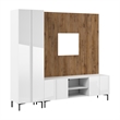 94W TV Stand with Tall Storage Cabinet and Small Wall Panel - Engineered Wood