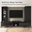 94W TV Stand with Tall Storage Cabinet and Small Wall Panel - Engineered Wood