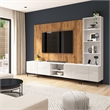 118W TV Stand with Storage Cabinet & Hutch & Large Wall Panel - Engineered Wood